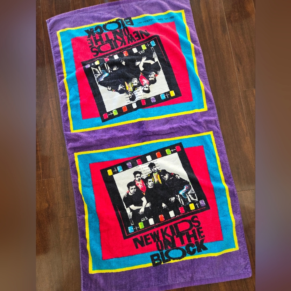 New Kids On The Block - Colorful Band Graphic Beach Towel - Great Condition